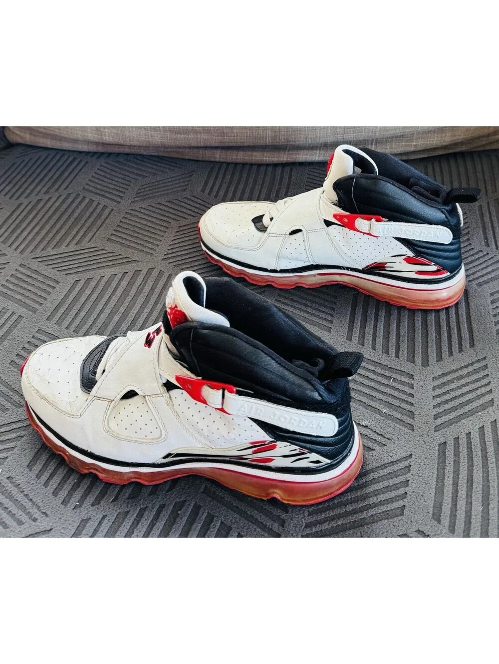 Air Jordan-vintage-Size 10.5-mid Top-Lace/Strap-Red,White,Black